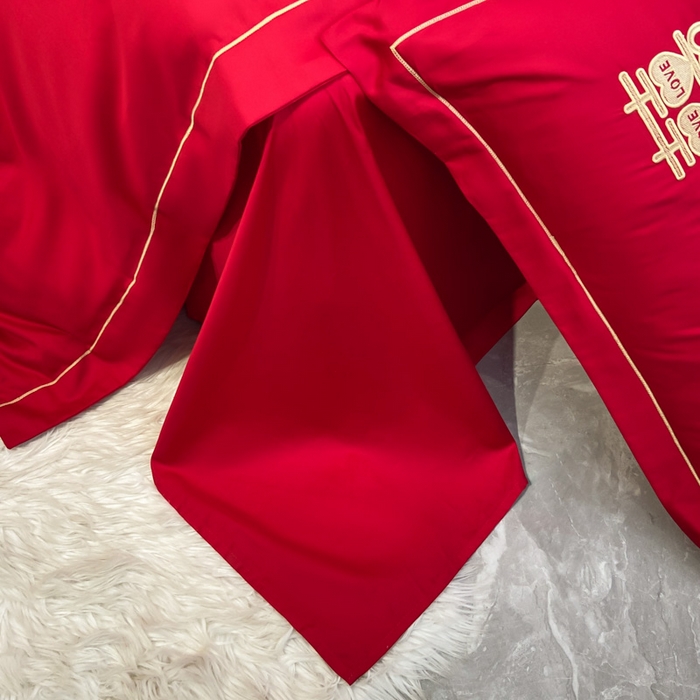 91家纺网 家纺一手货源 找家纺 花愿（原花纪） 2026新款水洗棉刺绣婚庆四件套系列 喜爱