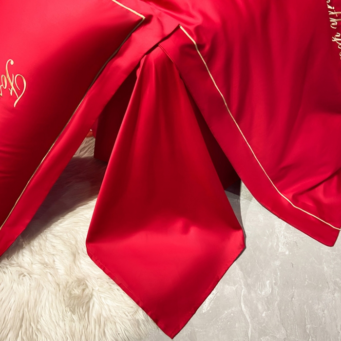 91家纺网 家纺一手货源 找家纺 花愿（原花纪） 2026新款水洗棉刺绣婚庆四件套系列 钟爱一生