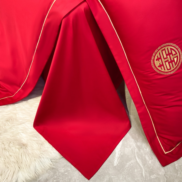 91家纺网 家纺一手货源 找家纺 花愿（原花纪） 2026新款水洗棉刺绣婚庆四件套系列 唯一