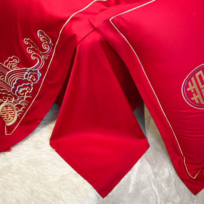 91家纺网 家纺一手货源 找家纺 花愿（原花纪） 2026新款水洗棉刺绣婚庆四件套系列 天禧