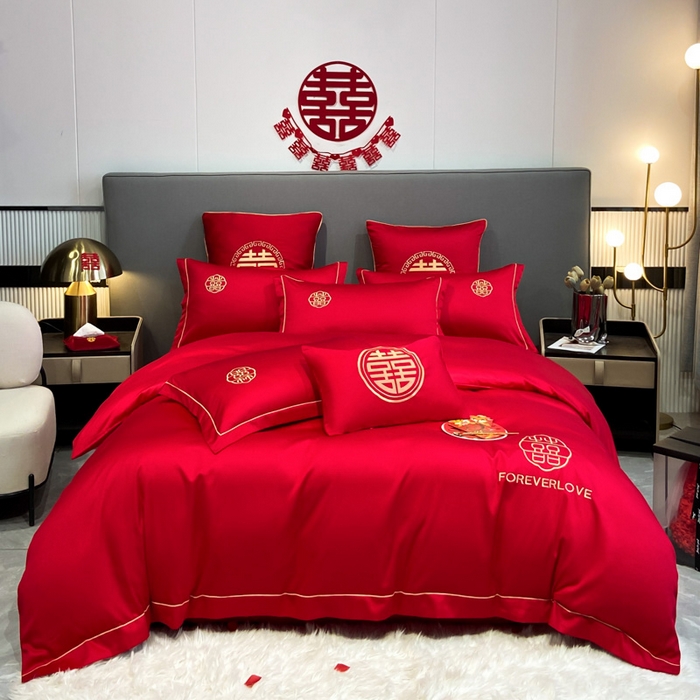 花愿（原花纪） 2026新款水洗棉刺绣婚庆四件套系列 永恒之恋