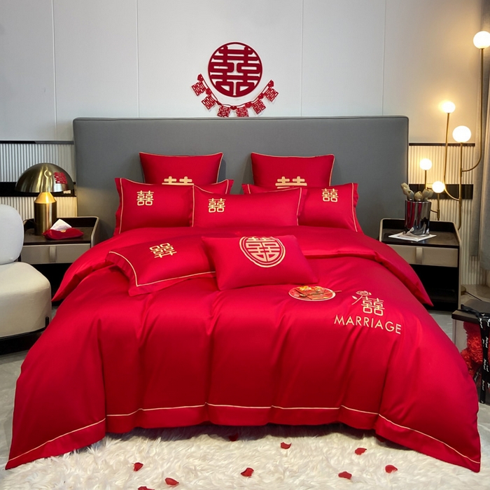 花愿（原花纪） 2026新款水洗棉刺绣婚庆四件套系列 良缘