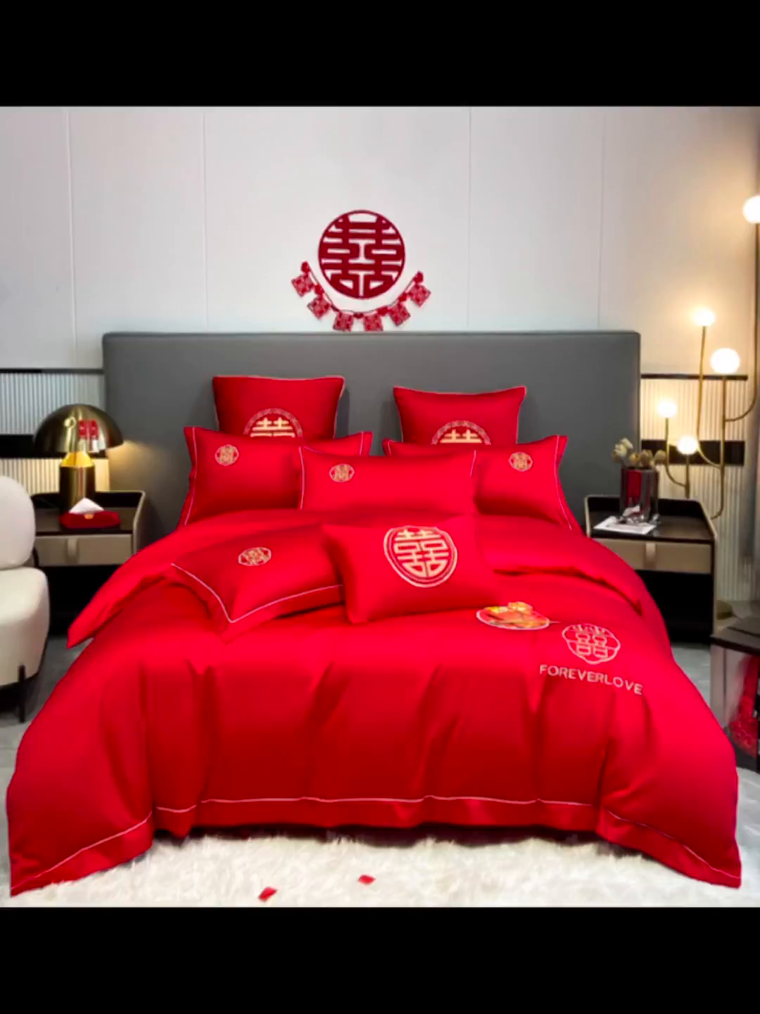 91家纺网 家纺一手货源 找家纺 花愿（原花纪） 2026新款水洗棉刺绣婚庆四件套系列 永恒之恋