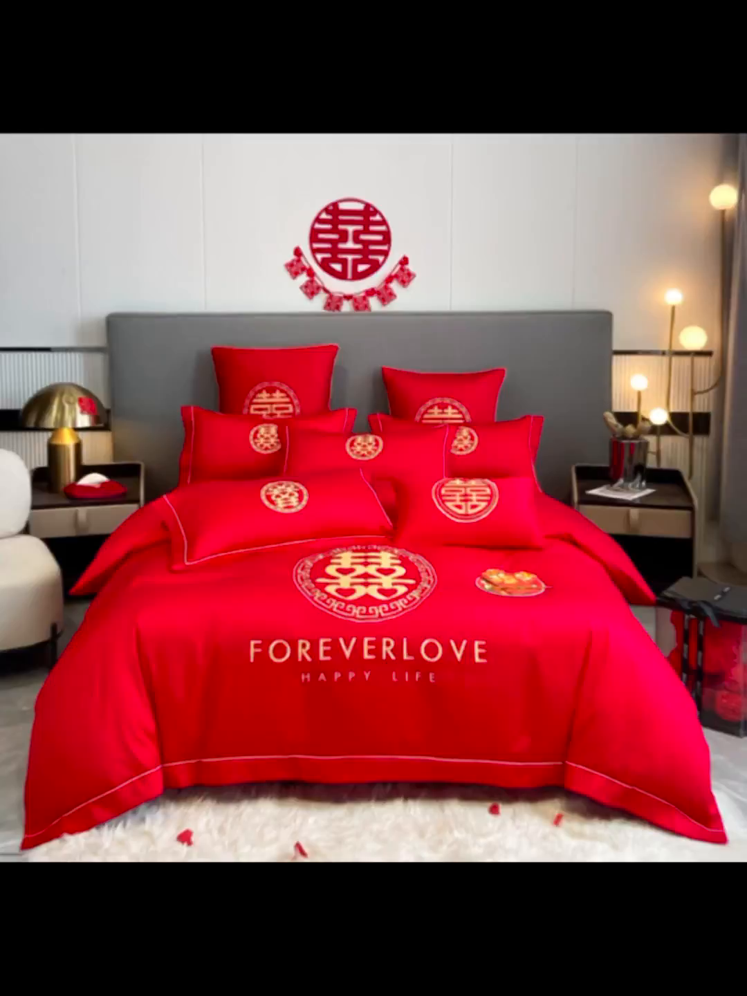 91家纺网 家纺一手货源 找家纺 花愿（原花纪） 2026新款水洗棉刺绣婚庆四件套系列 如意