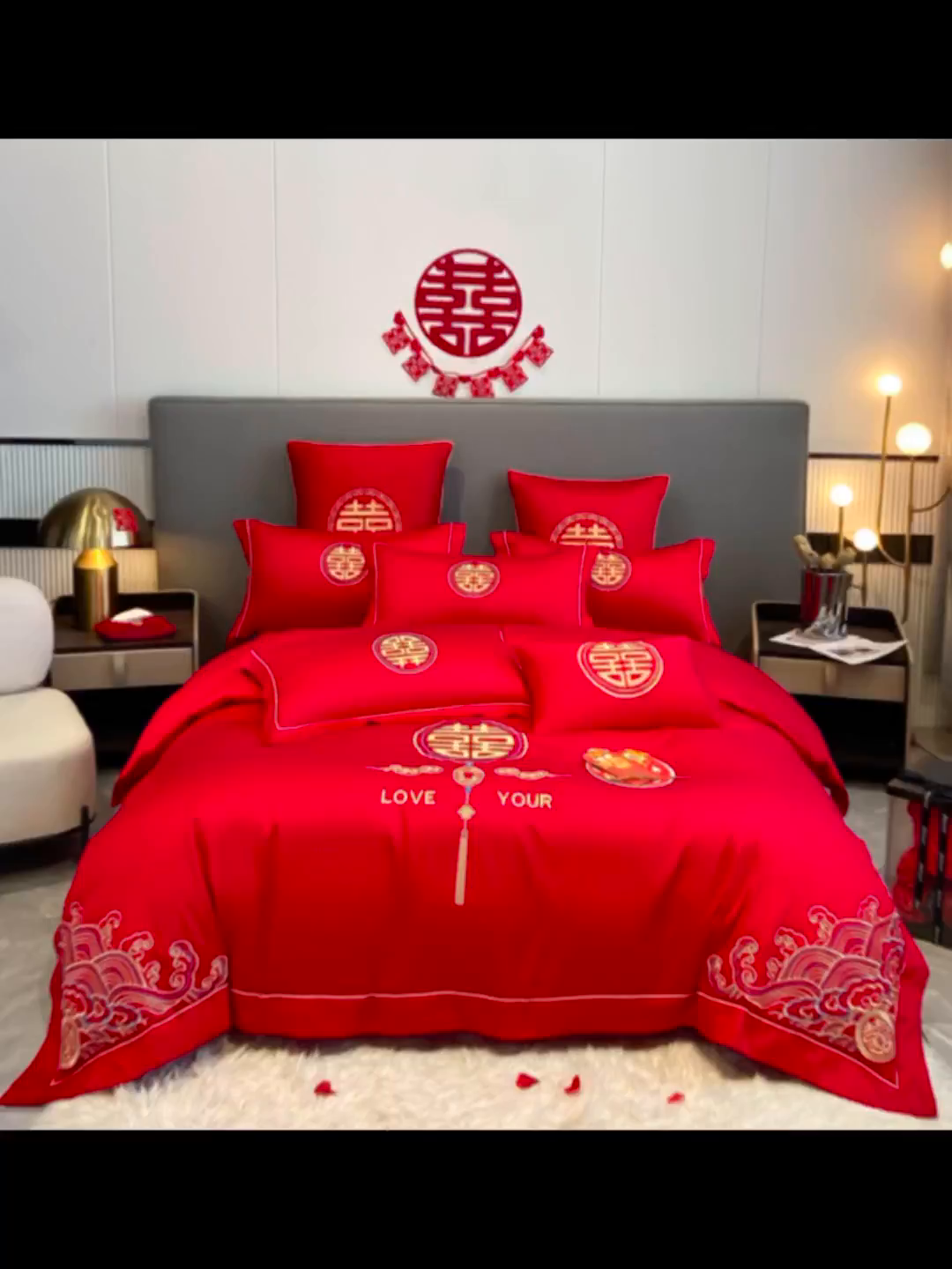 91家纺网 家纺一手货源 找家纺 花愿（原花纪） 2026新款水洗棉刺绣婚庆四件套系列 天禧