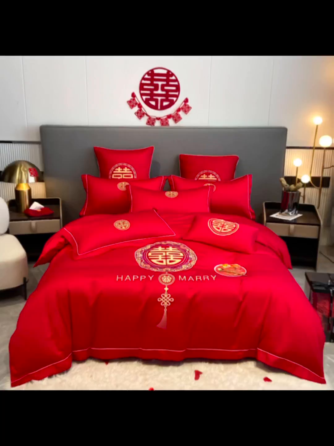 91家纺网 家纺一手货源 找家纺 花愿（原花纪） 2026新款水洗棉刺绣婚庆四件套系列 唯一