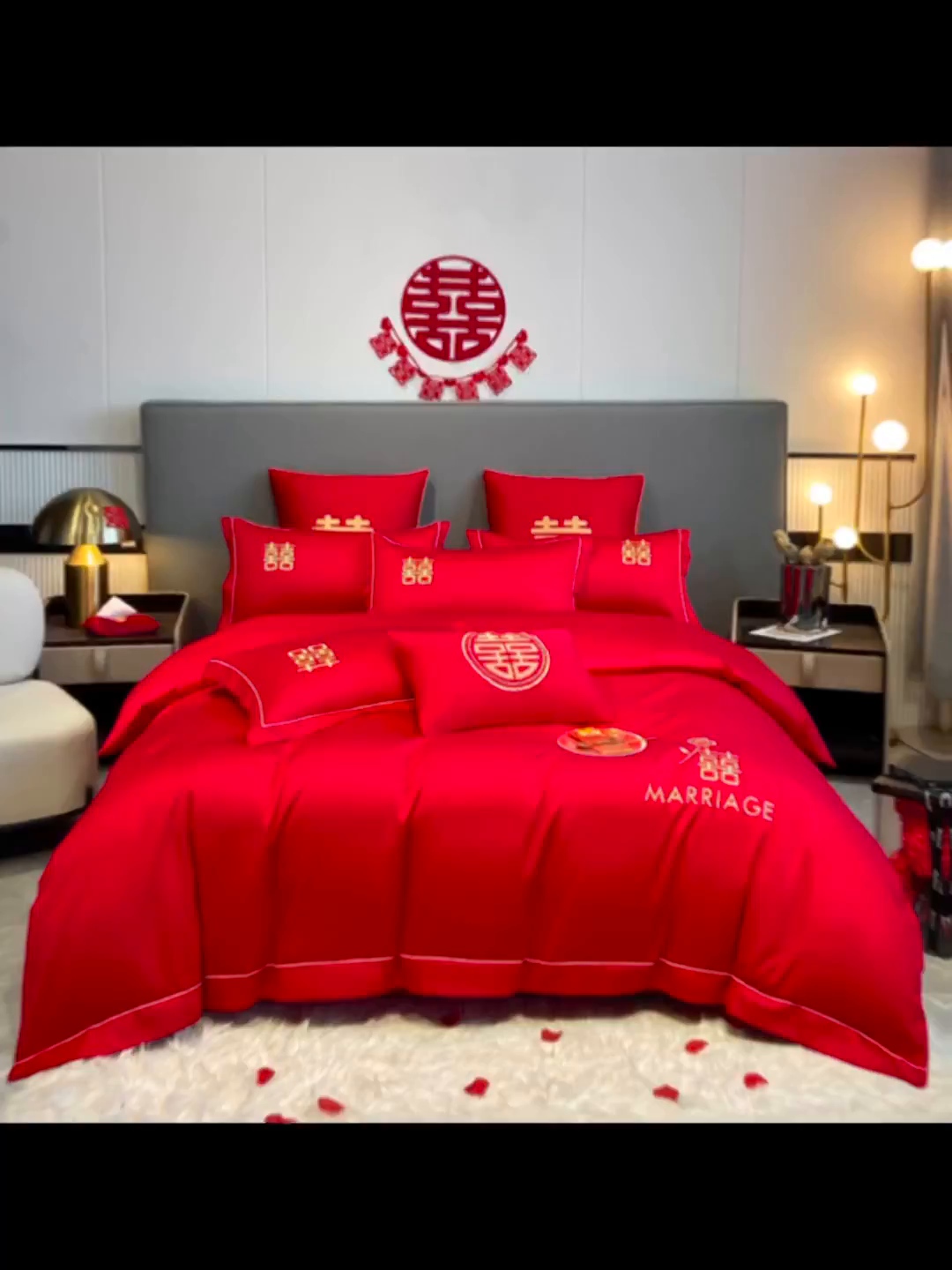 91家纺网 家纺一手货源 找家纺 花愿（原花纪） 2026新款水洗棉刺绣婚庆四件套系列 良缘