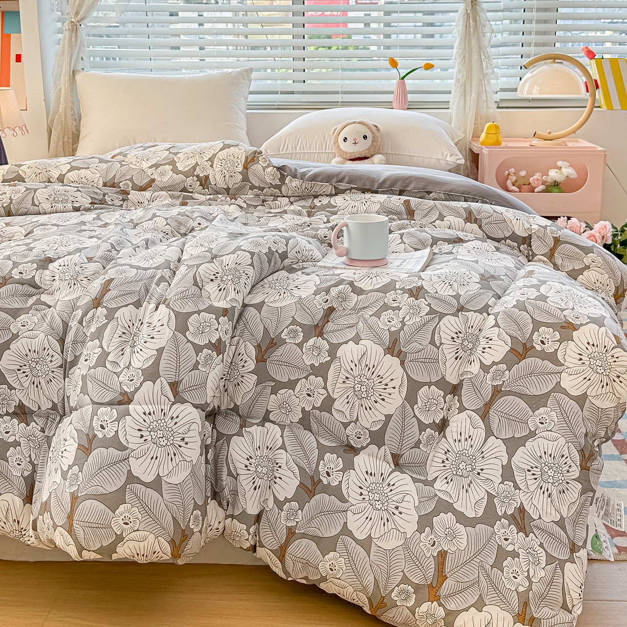 91家纺网 家纺一手货源 找家纺 好欣怡家纺 2025新款A类水洗棉冬被大豆纤维学生四季被子被芯跨境直播（提供买家秀质检报告） 花漾