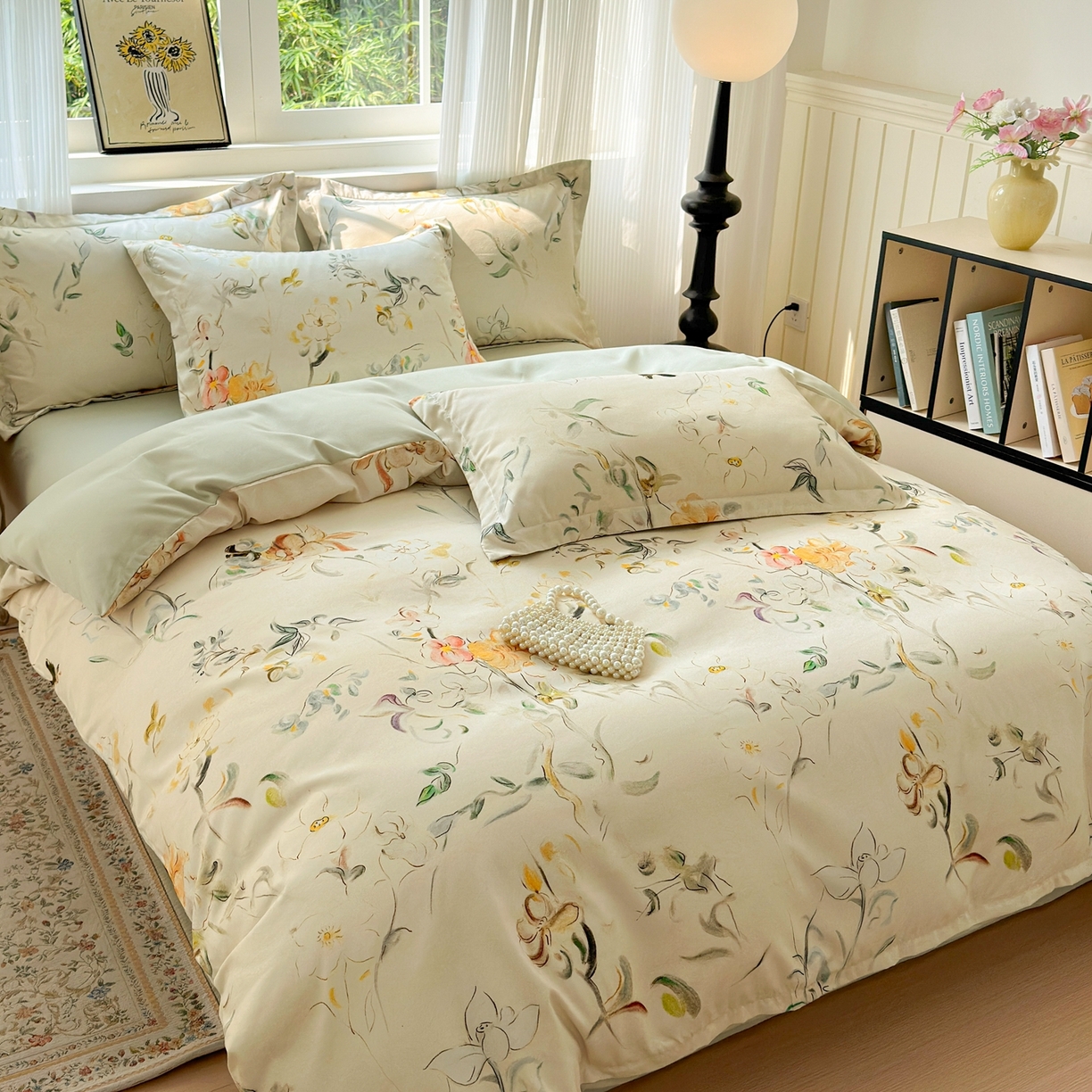 91家纺网 家纺一手货源 找家纺 典雅家纺 2025新款A类140克秋冬加厚磨毛数码印花四件套磨毛四件套 静若幽兰