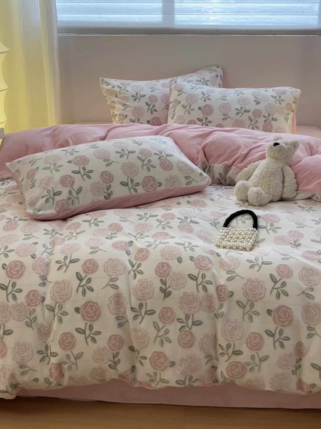 91家纺网 家纺一手货源 找家纺 如一 2025新款3D雕花绒牛奶绒四件套第二批 繁花-粉