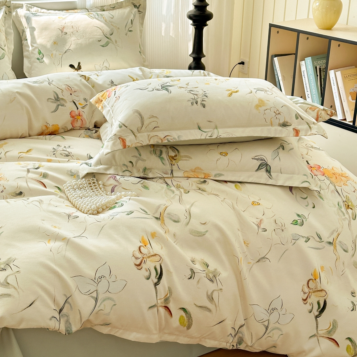 91家纺网 家纺一手货源 找家纺 典雅家纺 2025新款A类140克秋冬加厚磨毛数码印花四件套磨毛四件套 静若幽兰