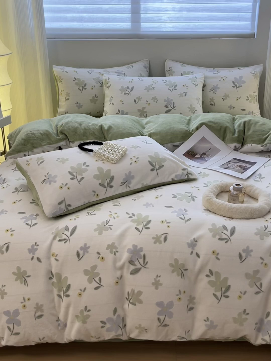91家纺网 家纺一手货源 找家纺 如一 2025新款3D雕花绒牛奶绒四件套第二批 芳菲-绿