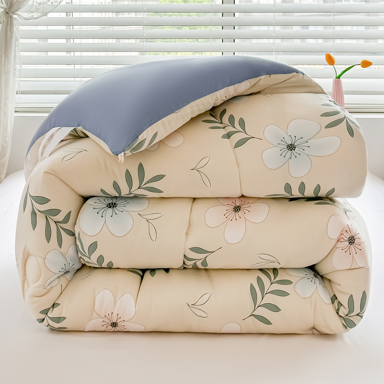 91家纺网 家纺一手货源 找家纺 好欣怡家纺 2025新款A类水洗棉冬被大豆纤维学生四季被子被芯跨境直播（提供买家秀质检报告） 花语