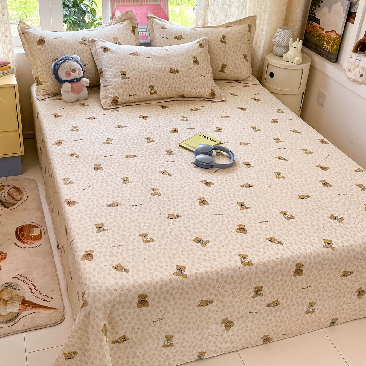 91家纺网 家纺一手货源 找家纺 莱通家纺 2025春夏新款12868纯棉印花单床单 床单单件-系列二（商家提供买家秀） 果酱电台