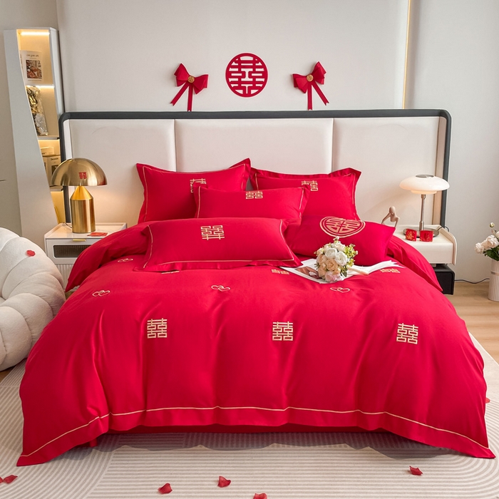 91家纺网 家纺一手货源 找家纺 （总）花愿（原花纪） 2025新款婚庆刺绣四件套（礼盒款）