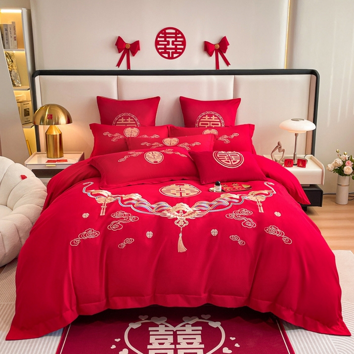 91家纺网 家纺一手货源 找家纺 （总）花愿（原花纪） 2025新款婚庆刺绣四件套（礼盒款）