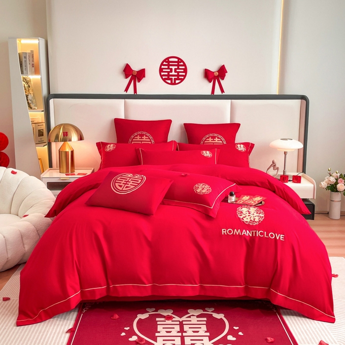 91家纺网 家纺一手货源 找家纺 （总）花愿（原花纪） 2025新款婚庆刺绣四件套（礼盒款）