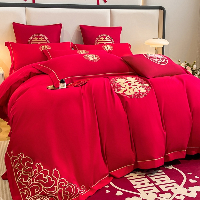 91家纺网 家纺一手货源 找家纺 花愿（原花纪） 2026新款婚庆刺绣四件套（礼盒款） 祥瑞