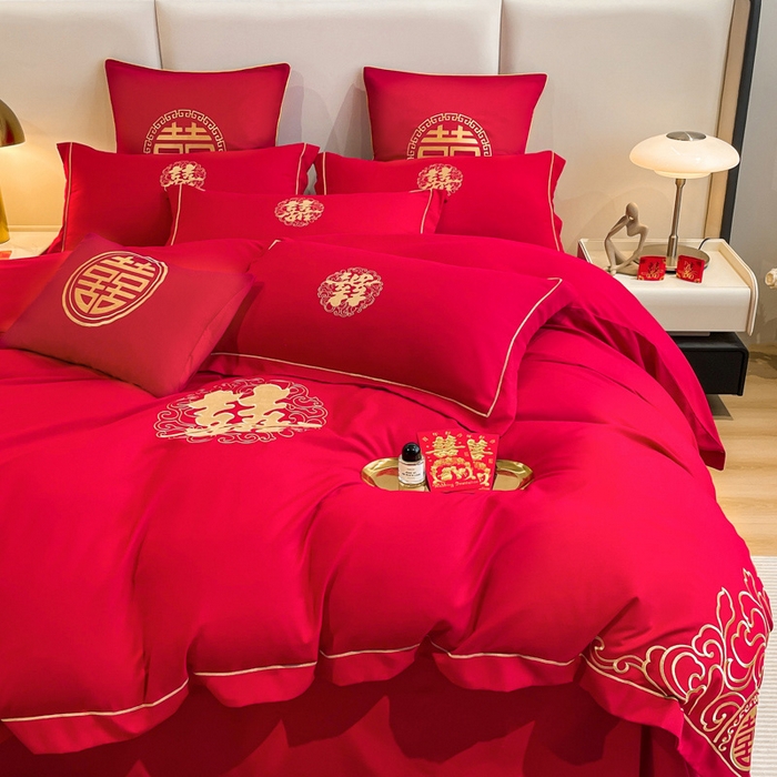 91家纺网 家纺一手货源 找家纺 花愿（原花纪） 2026新款婚庆刺绣四件套（礼盒款） 祥瑞