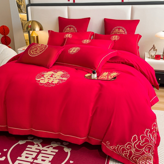 91家纺网 家纺一手货源 找家纺 花愿（原花纪） 2026新款婚庆刺绣四件套（礼盒款） 祥瑞