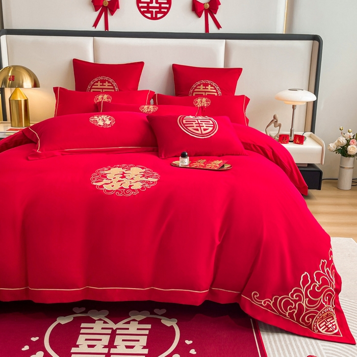 91家纺网 家纺一手货源 找家纺 花愿（原花纪） 2026新款婚庆刺绣四件套（礼盒款） 祥瑞