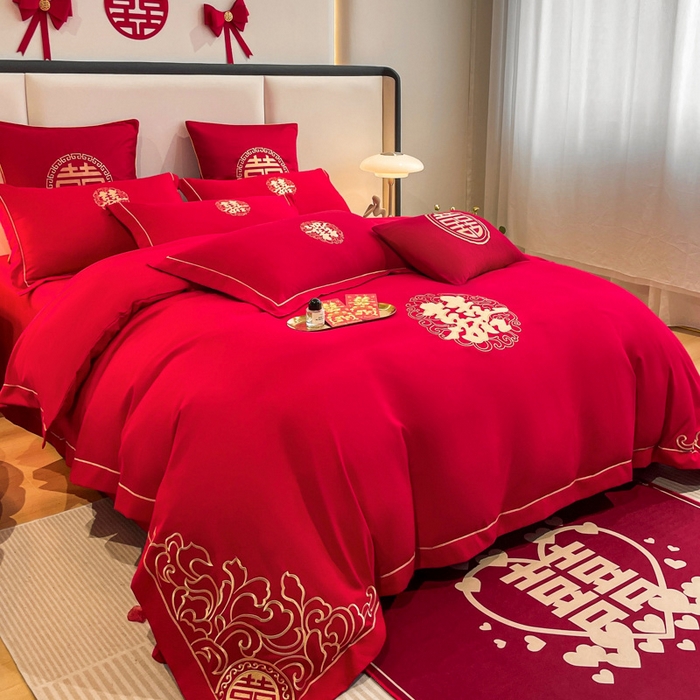 91家纺网 家纺一手货源 找家纺 花愿（原花纪） 2026新款婚庆刺绣四件套（礼盒款） 祥瑞