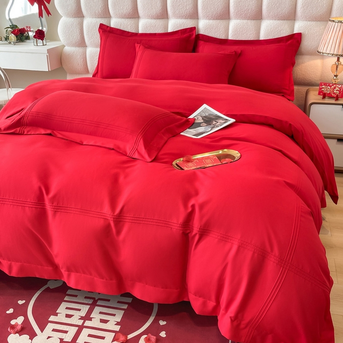 91家纺网 家纺一手货源 找家纺 花愿（原花纪） 2026新款婚庆刺绣四件套（礼盒款） 喜气洋洋