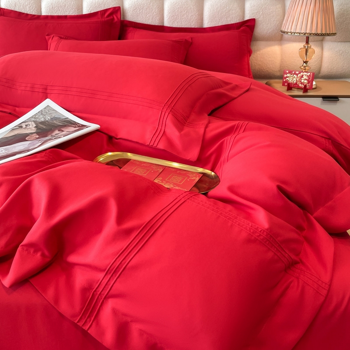 91家纺网 家纺一手货源 找家纺 花愿（原花纪） 2026新款婚庆刺绣四件套（礼盒款） 喜气洋洋