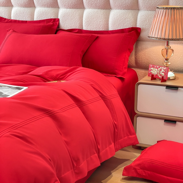 91家纺网 家纺一手货源 找家纺 花愿（原花纪） 2026新款婚庆刺绣四件套（礼盒款） 喜气洋洋