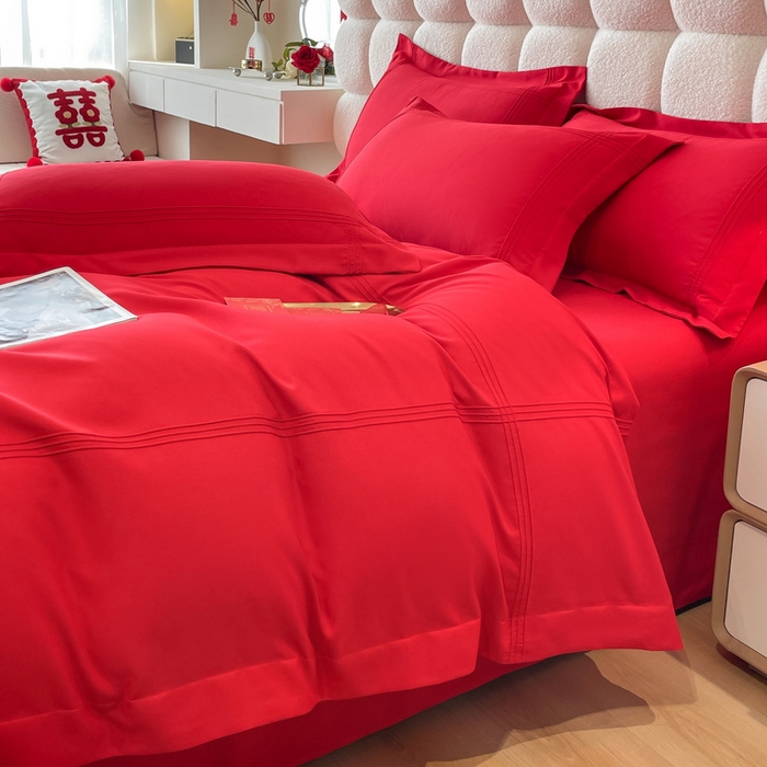 91家纺网 家纺一手货源 找家纺 花愿（原花纪） 2026新款婚庆刺绣四件套（礼盒款） 喜气洋洋