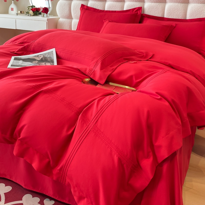 91家纺网 家纺一手货源 找家纺 花愿（原花纪） 2026新款婚庆刺绣四件套（礼盒款） 喜气洋洋