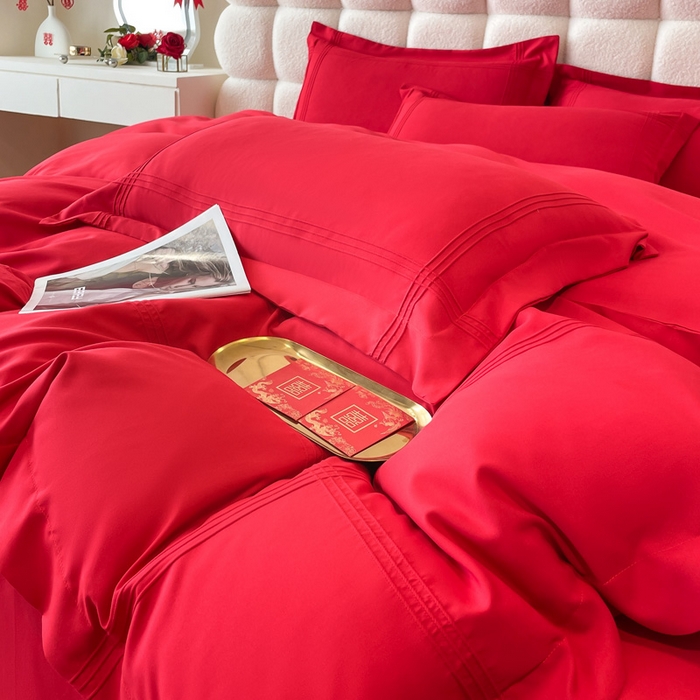 91家纺网 家纺一手货源 找家纺 花愿（原花纪） 2026新款婚庆刺绣四件套（礼盒款） 喜气洋洋