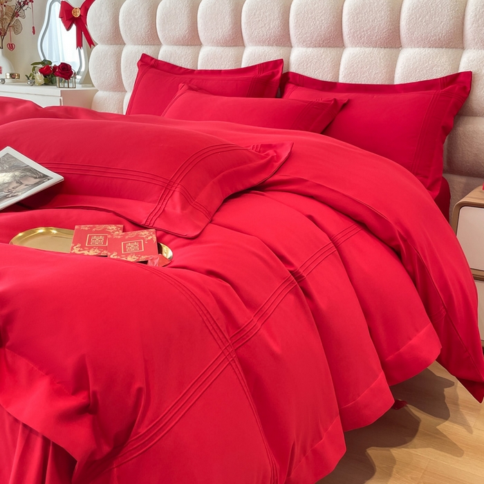 91家纺网 家纺一手货源 找家纺 花愿（原花纪） 2026新款婚庆刺绣四件套（礼盒款） 喜气洋洋