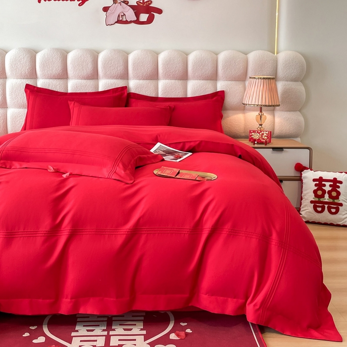 91家纺网 家纺一手货源 找家纺 花愿（原花纪） 2026新款婚庆刺绣四件套（礼盒款） 喜气洋洋