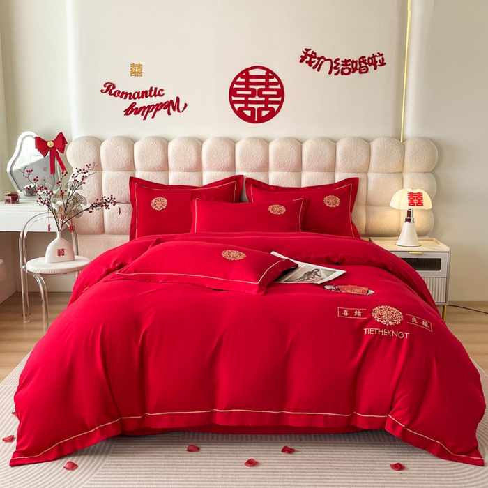 91家纺网 家纺一手货源 找家纺 （总）花愿（原花纪） 2025新款婚庆刺绣四件套（礼盒款）