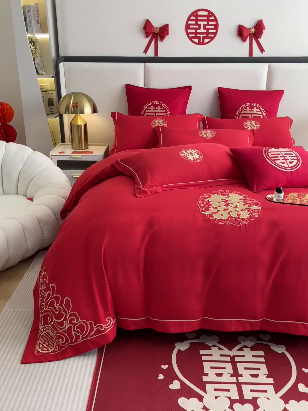 91家纺网 家纺一手货源 找家纺 花愿（原花纪） 2026新款婚庆刺绣四件套（礼盒款） 祥瑞