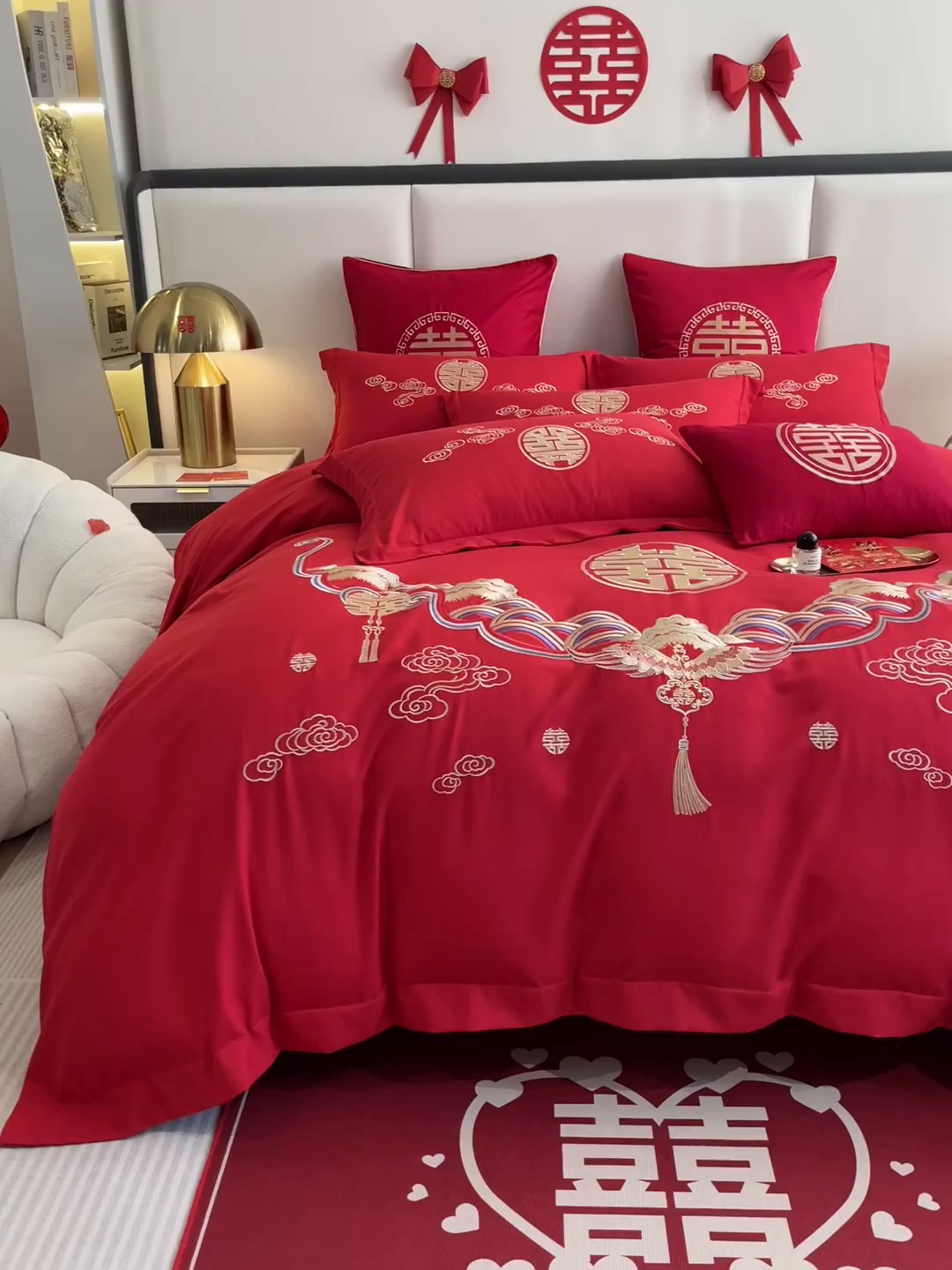 91家纺网 家纺一手货源 找家纺 花愿（原花纪） 2026新款婚庆刺绣四件套（礼盒款） 天赐良缘