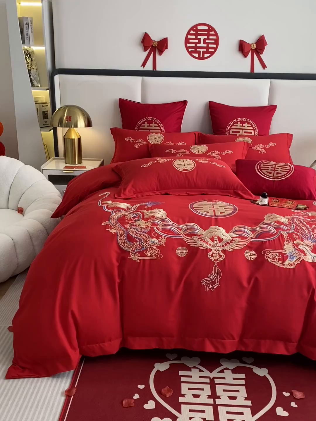 91家纺网 家纺一手货源 找家纺 花愿（原花纪） 2026新款婚庆刺绣四件套（礼盒款） 龙凤呈祥