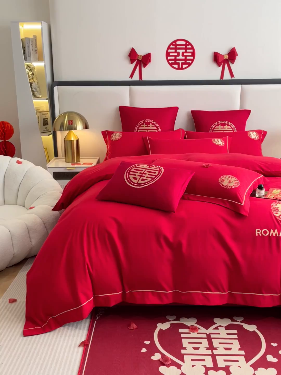 91家纺网 家纺一手货源 找家纺 花愿（原花纪） 2025新款婚庆刺绣四件套（礼盒款） 浪漫一生