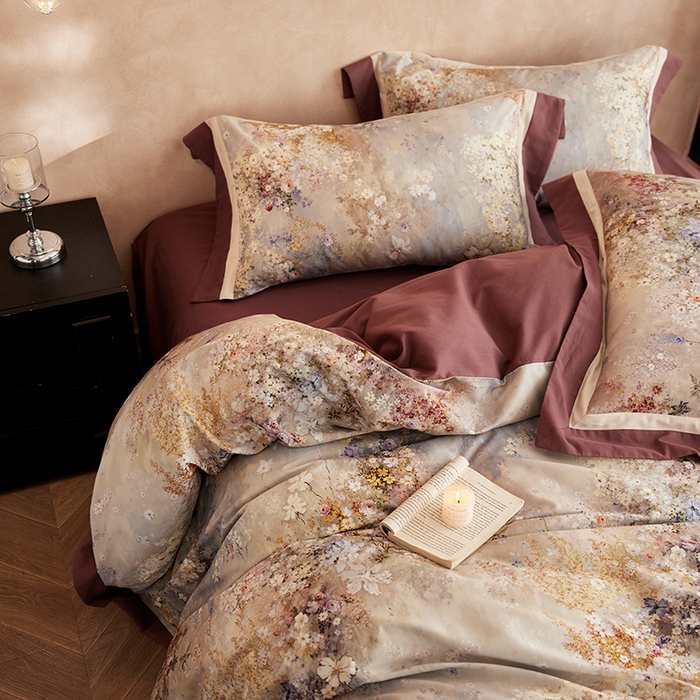 91家纺网 家纺一手货源 找家纺 （总）简纯主义 2025新款全棉纯棉磨毛数码印花四件套-一路繁花