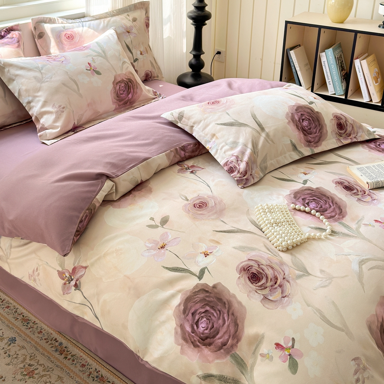 91家纺网 家纺一手货源 找家纺 典雅家纺 2025新款A类140克秋冬加厚磨毛数码印花四件套磨毛四件套 梦幻花园