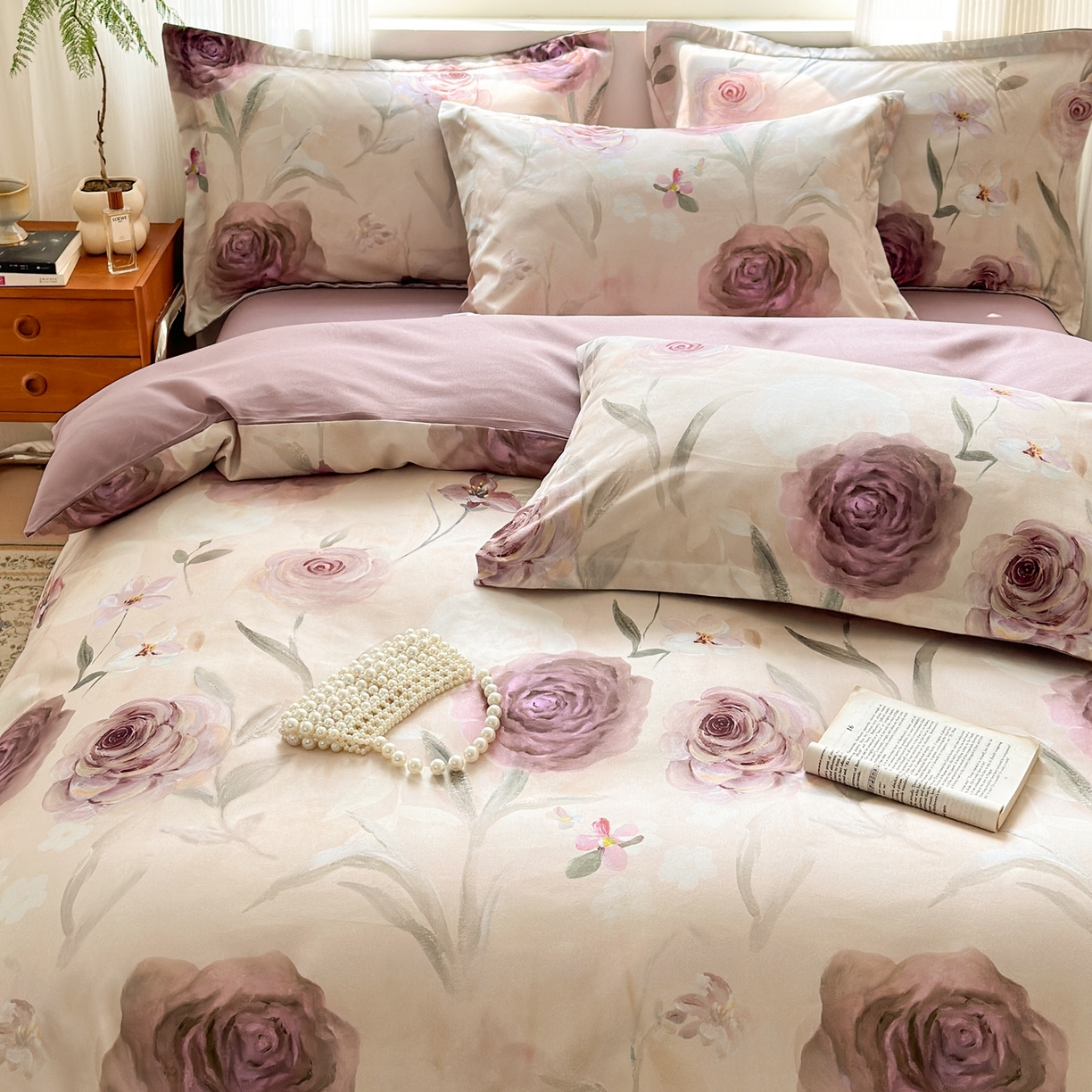 91家纺网 家纺一手货源 找家纺 典雅家纺 2025新款A类140克秋冬加厚磨毛数码印花四件套磨毛四件套 梦幻花园