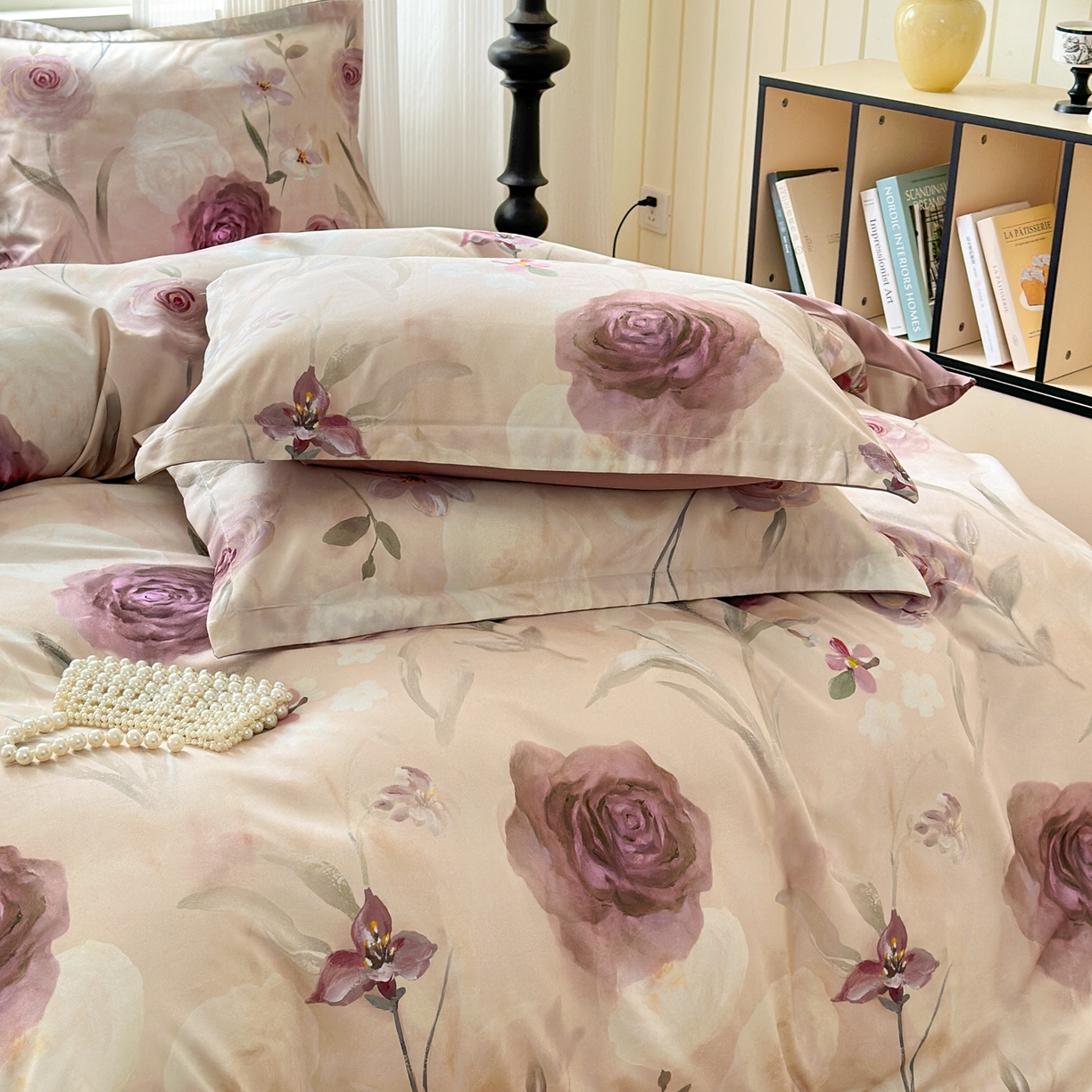 91家纺网 家纺一手货源 找家纺 典雅家纺 2025新款A类140克秋冬加厚磨毛数码印花四件套磨毛四件套 梦幻花园