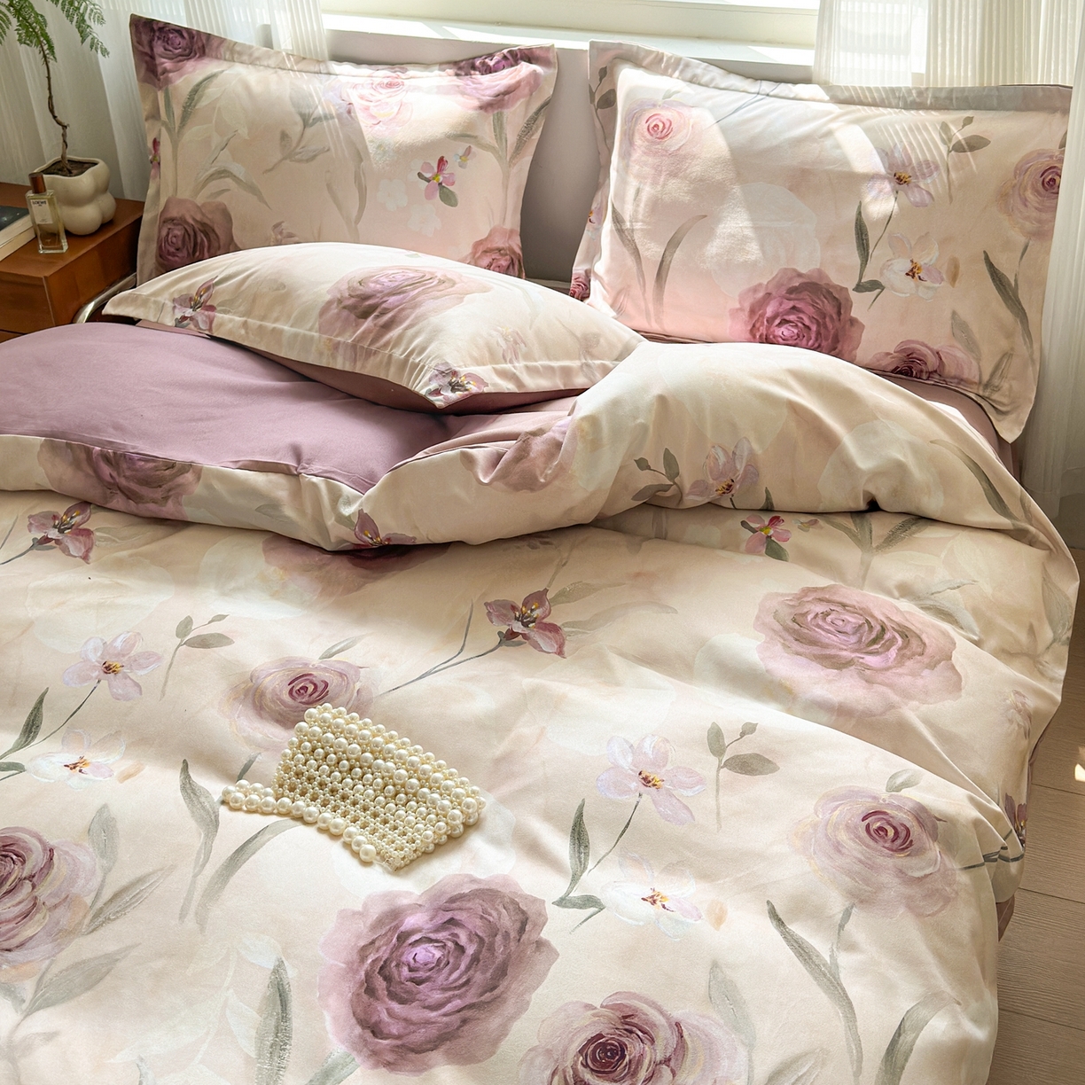 91家纺网 家纺一手货源 找家纺 典雅家纺 2025新款A类140克秋冬加厚磨毛数码印花四件套磨毛四件套 梦幻花园