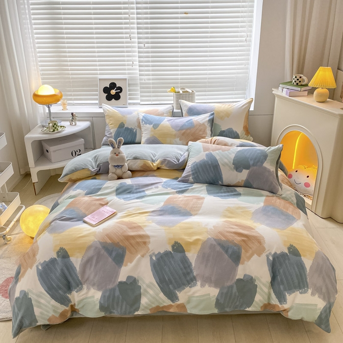 91家纺网 家纺一手货源 找家纺 晨希家居 2025A面40支全棉印花B版高克重牛奶绒棉加绒多规格套件棉加绒  油画旋律