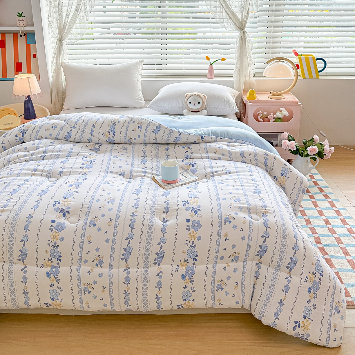 91家纺网 家纺一手货源 找家纺 好欣怡家纺 2025新款A类水洗棉冬被大豆纤维学生四季被子被芯跨境直播（提供买家秀质检报告） 铃兰花语