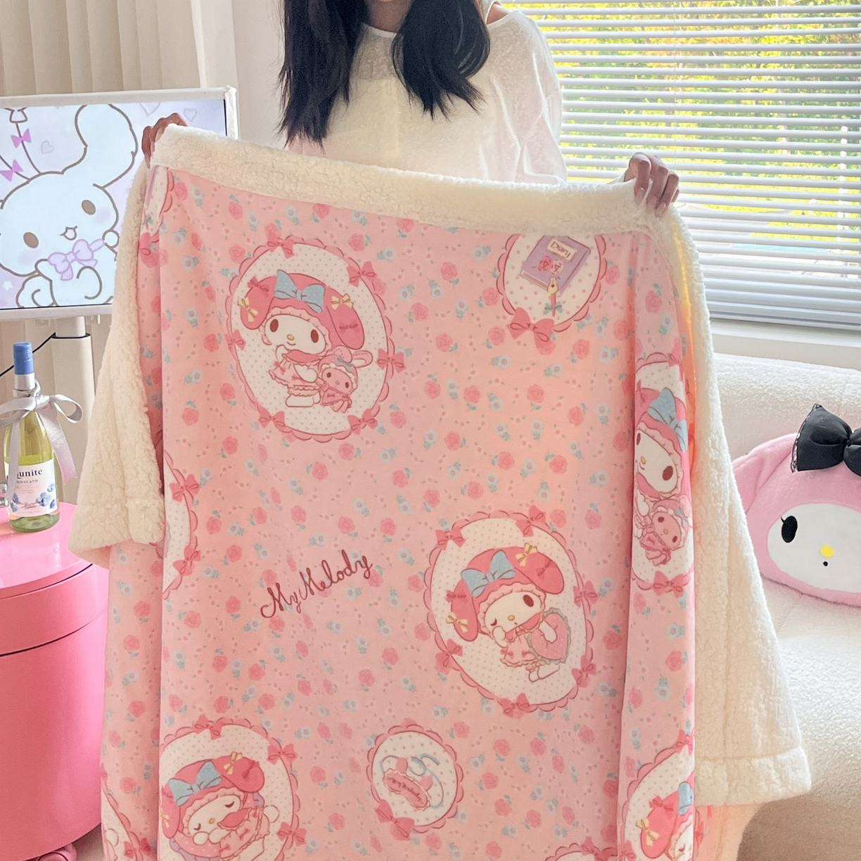 91家纺网 家纺一手货源 找家纺 （总）暮思家居 2025新款三丽鸥正版授权少女可爱卡通加厚牛奶绒羊羔绒毛毯多功能四季毛毯