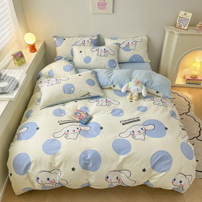 91家纺网 家纺一手货源 找家纺 晨希家居 2025A面40支全棉印花B版高克重牛奶绒棉加绒多规格套件棉加绒-波点狗