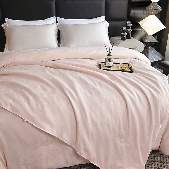 91家纺网 家纺一手货源 找家纺 亿莱鑫 2025新款亲肤暖糯蛋白被子母被 粉色