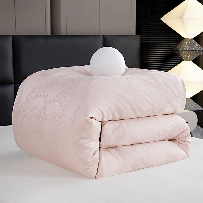 91家纺网 家纺一手货源 找家纺 亿莱鑫 2025新款亲肤暖糯蛋白被子母被 粉色